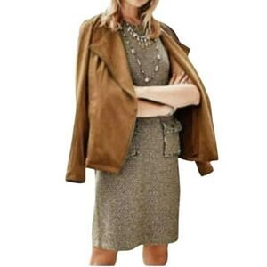 J. Jill Butterscotch Tweed‎ Front Pocket Sleeveless Shift Sweater Dress Small P